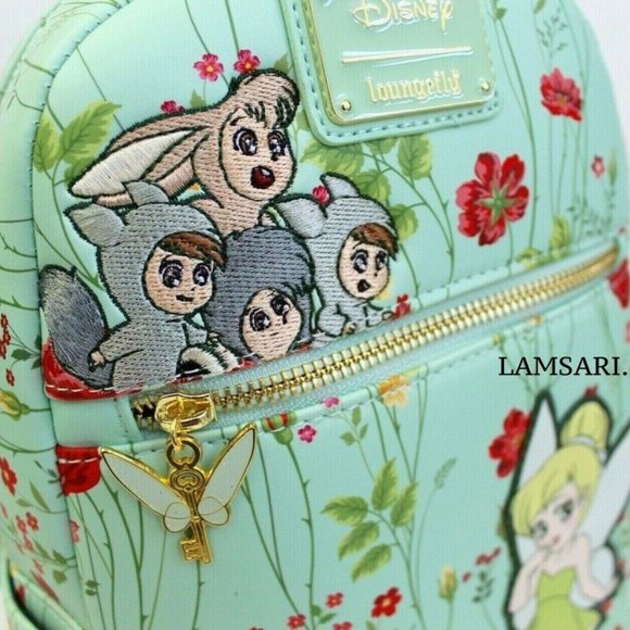 Loungefly Disney Peter Pan Tinkerbell & Lost Boys Floral Mini Backpack